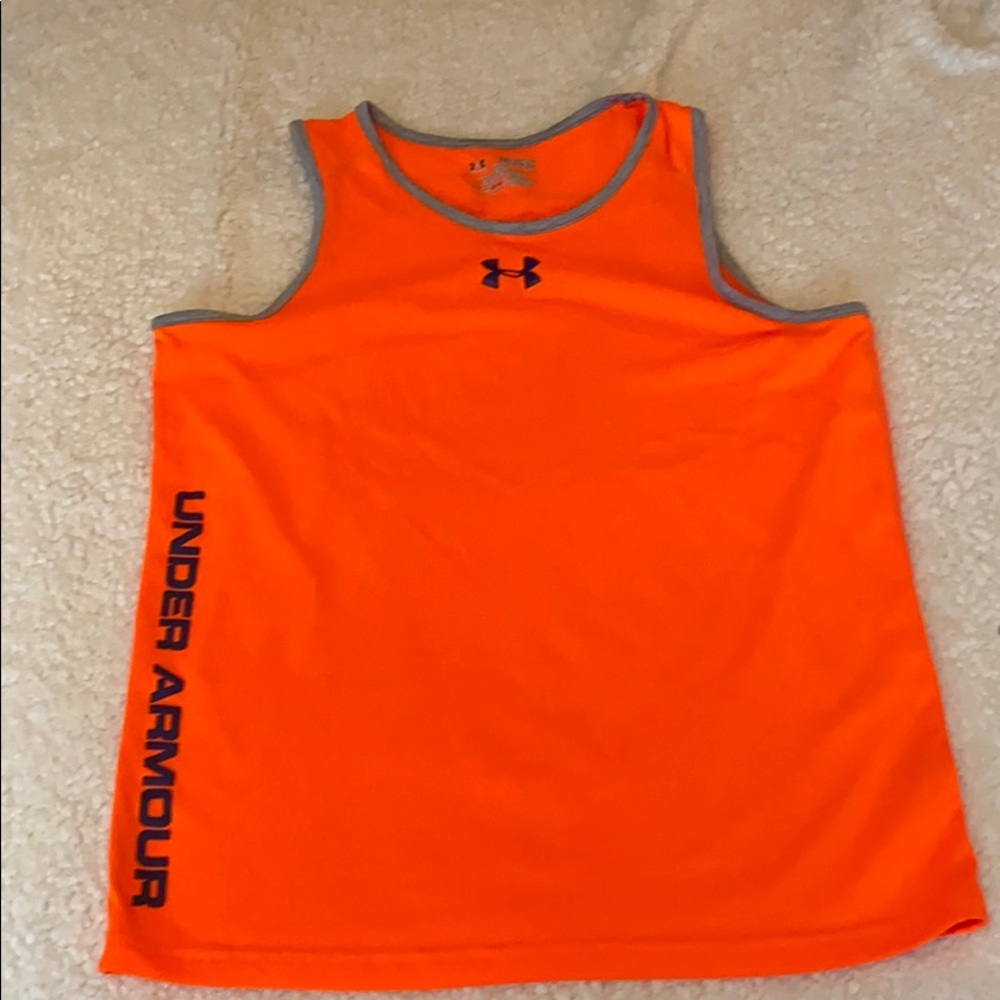 Under Armour tank boys size XL, neon orange